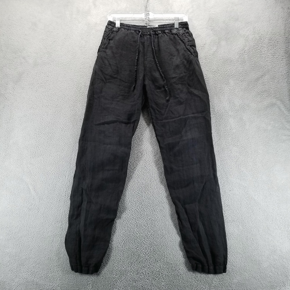 Billy Reid Pants Womens S Black Linen Jogger Drawstring Made in Italy Lounge